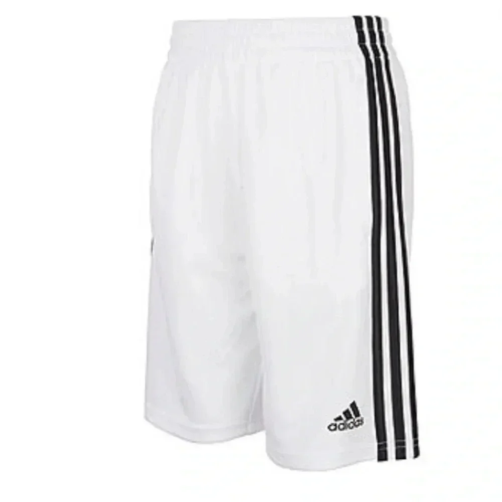 Adidas Youth Large 14/16 White 3-Stripes Athletic Shorts NWOT